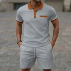 Men's Coordinated Polo Set with Contrast Trim