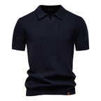 Men's Waffle Knit Polo with Open Collar