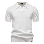 Men's Waffle Knit Polo with Open Collar
