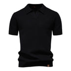 Men's Waffle Knit Polo with Open Collar
