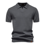 Men's Waffle Knit Polo with Open Collar