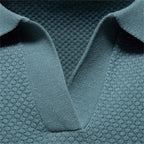 Men's Waffle Knit Polo with Open Collar