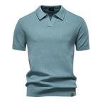 Men's Waffle Knit Polo with Open Collar