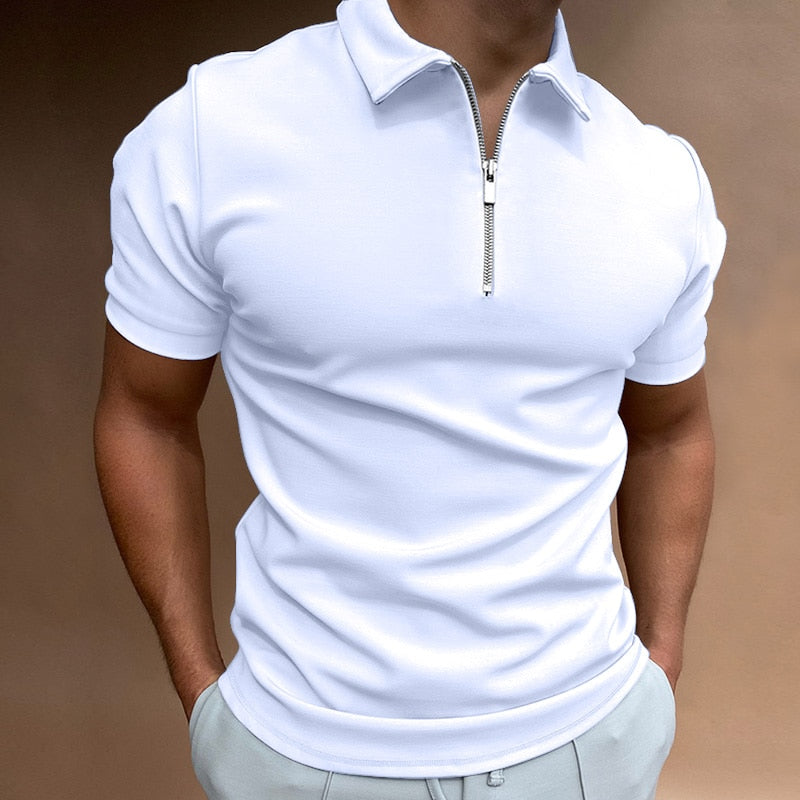 Men's Zip-Neck Polo Shirt – 7 Colours