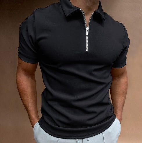 Men's Zip-Neck Polo Shirt – 7 Colours