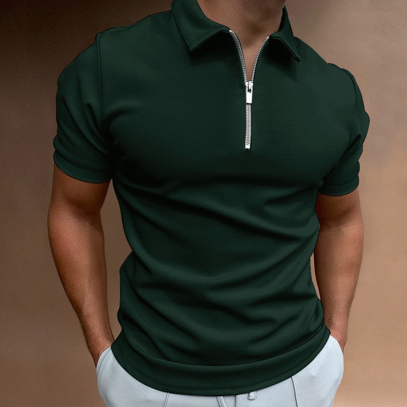 Men's Zip-Neck Polo Shirt – 7 Colours