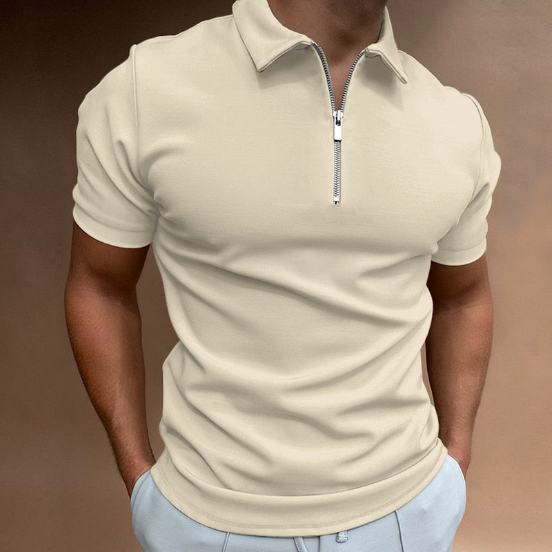 Men's Zip-Neck Polo Shirt – 7 Colours