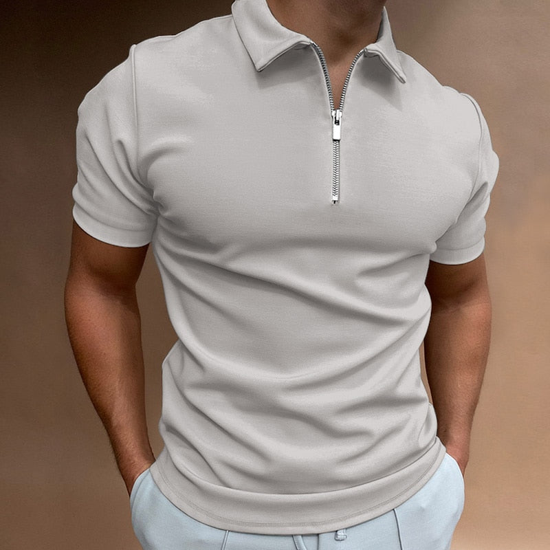 Men's Zip-Neck Polo Shirt – 7 Colours