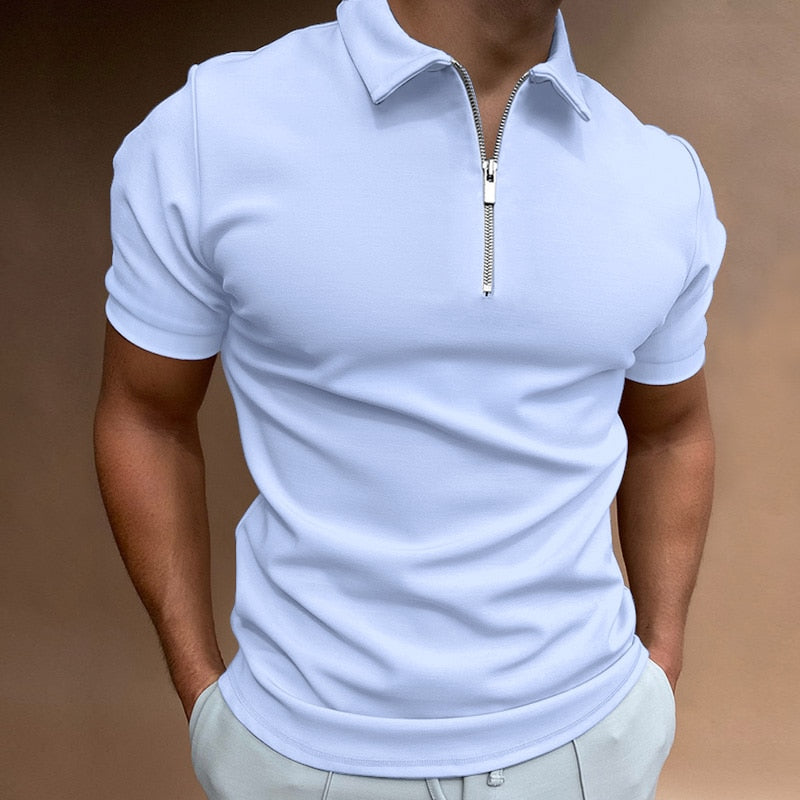 Men's Zip-Neck Polo Shirt – 7 Colours