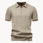 Men's Zip-neck Knitted Polo Shirt with short zip and classic collar
