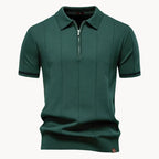 Men's Zip-neck Knitted Polo Shirt with short zip and classic collar