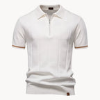 Men's Zip-neck Knitted Polo Shirt with short zip and classic collar