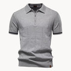 Men's Zip-neck Knitted Polo Shirt with short zip and classic collar