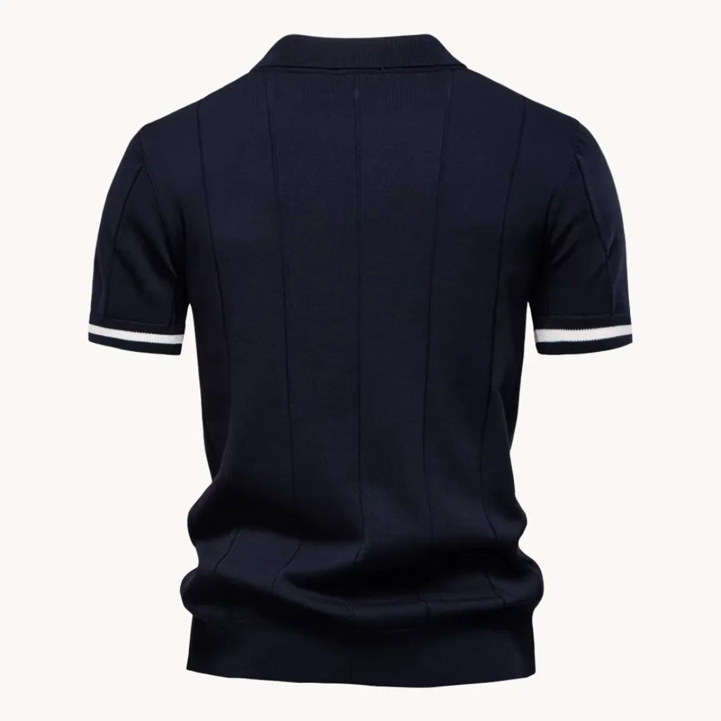 Men's Zip-neck Knitted Polo Shirt with short zip and classic collar