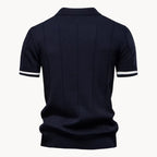 Men's Zip-neck Knitted Polo Shirt with short zip and classic collar