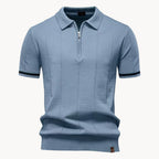 Men's Zip-neck Knitted Polo Shirt with short zip and classic collar