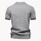 Men's Zip-neck Knitted Polo Shirt with short zip and classic collar
