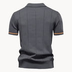 Men's Zip-neck Knitted Polo Shirt with short zip and classic collar