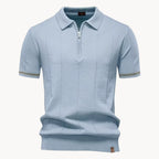 Men's Zip-neck Knitted Polo Shirt with short zip and classic collar