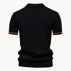 Men's Zip-neck Knitted Polo Shirt with short zip and classic collar