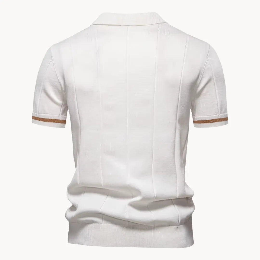 Men's Zip-neck Knitted Polo Shirt with short zip and classic collar