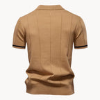 Men's Zip-neck Knitted Polo Shirt with short zip and classic collar