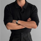 Men's Ribbed Long Sleeve Polo Shirt
