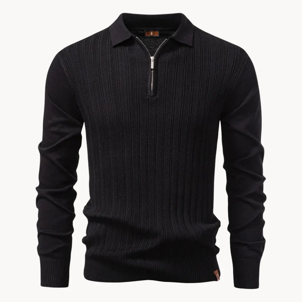 Men's Zip-neck Polo Shirt – Olive Green