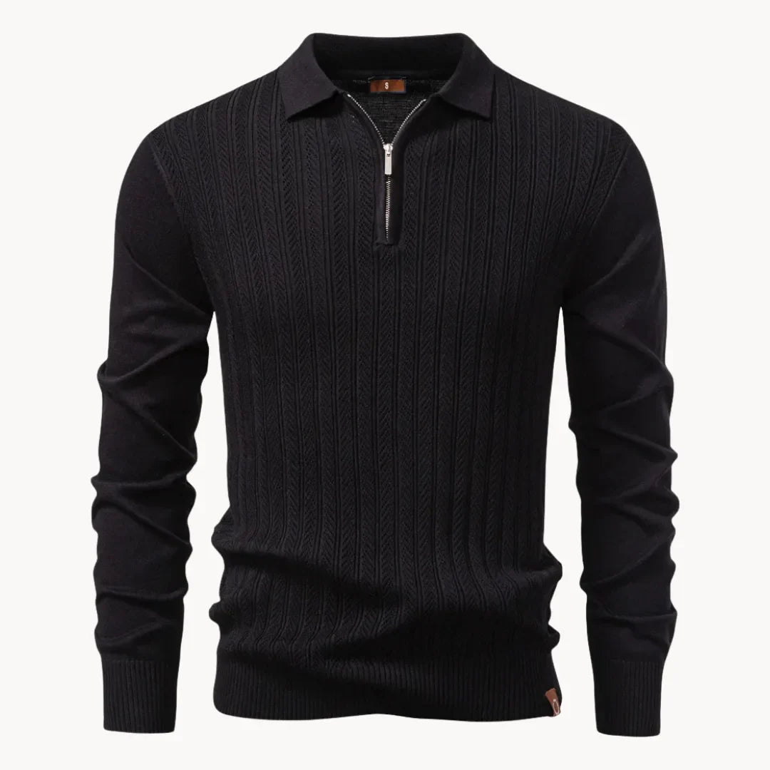 Men's Zip-neck Polo Shirt – Olive Green