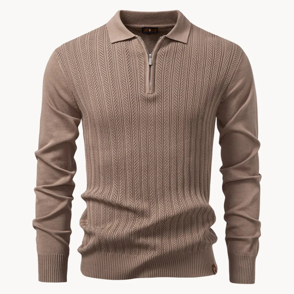 Men's Zip-neck Polo Shirt – Olive Green