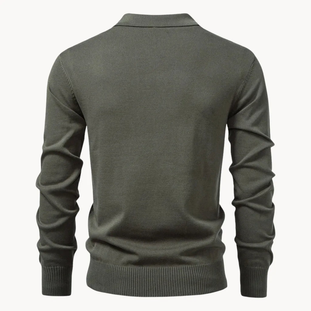 Men's Zip-neck Polo Shirt – Olive Green