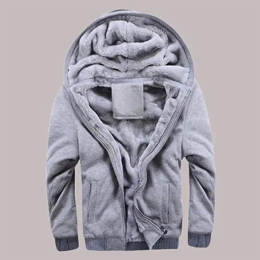 Men's Plush Fleece-Lined Hooded Winter Jacket