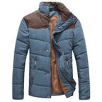 Men's Contrast-Panel Quilted Winter Jacket