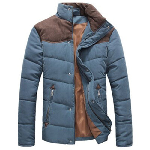 Men's Contrast-Panel Quilted Winter Jacket