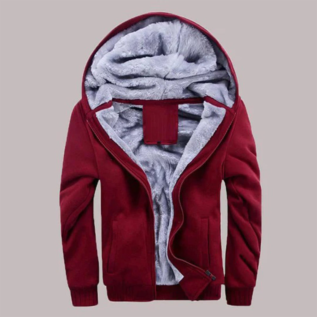 Men's Plush Fleece-Lined Hooded Winter Jacket