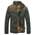 Men's Contrast-Panel Quilted Winter Jacket