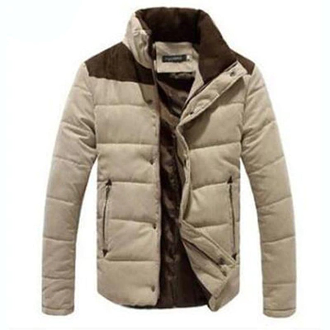 Men's Contrast-Panel Quilted Winter Jacket