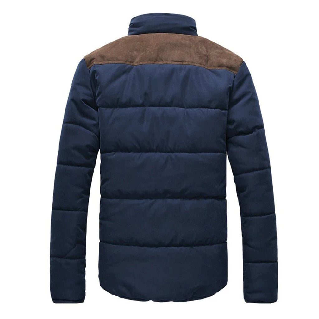 Men's Contrast-Panel Quilted Winter Jacket