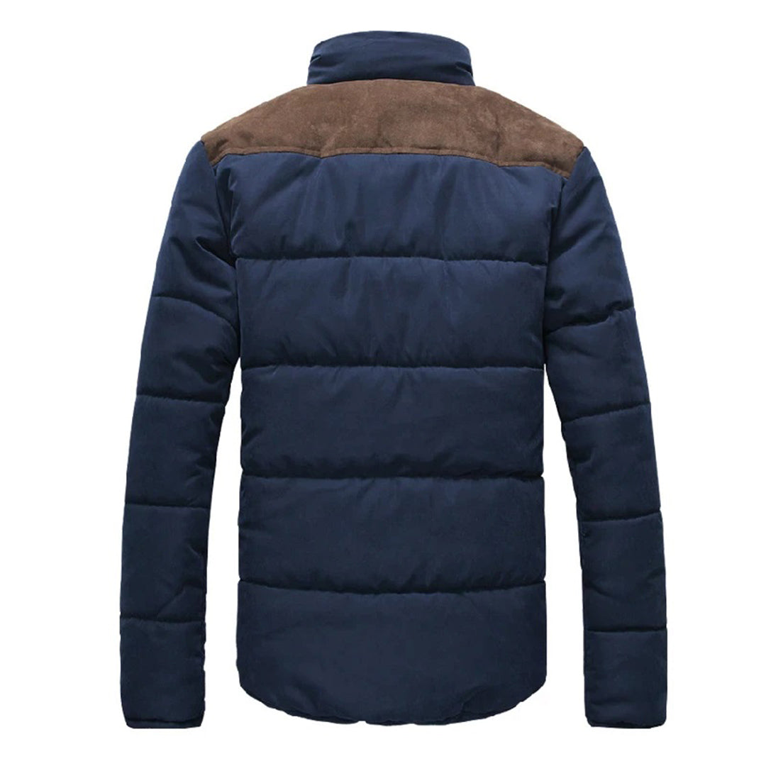 Men's Contrast-Panel Quilted Winter Jacket