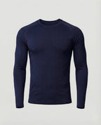 Men's Slim Fit Long Sleeve Athletic Top – Textured Crew Neck Stretch Shirt