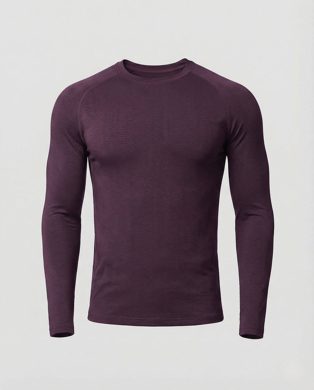 Men's Slim Fit Long Sleeve Athletic Top – Textured Crew Neck Stretch Shirt