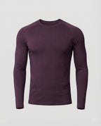 Men's Slim Fit Long Sleeve Athletic Top – Textured Crew Neck Stretch Shirt