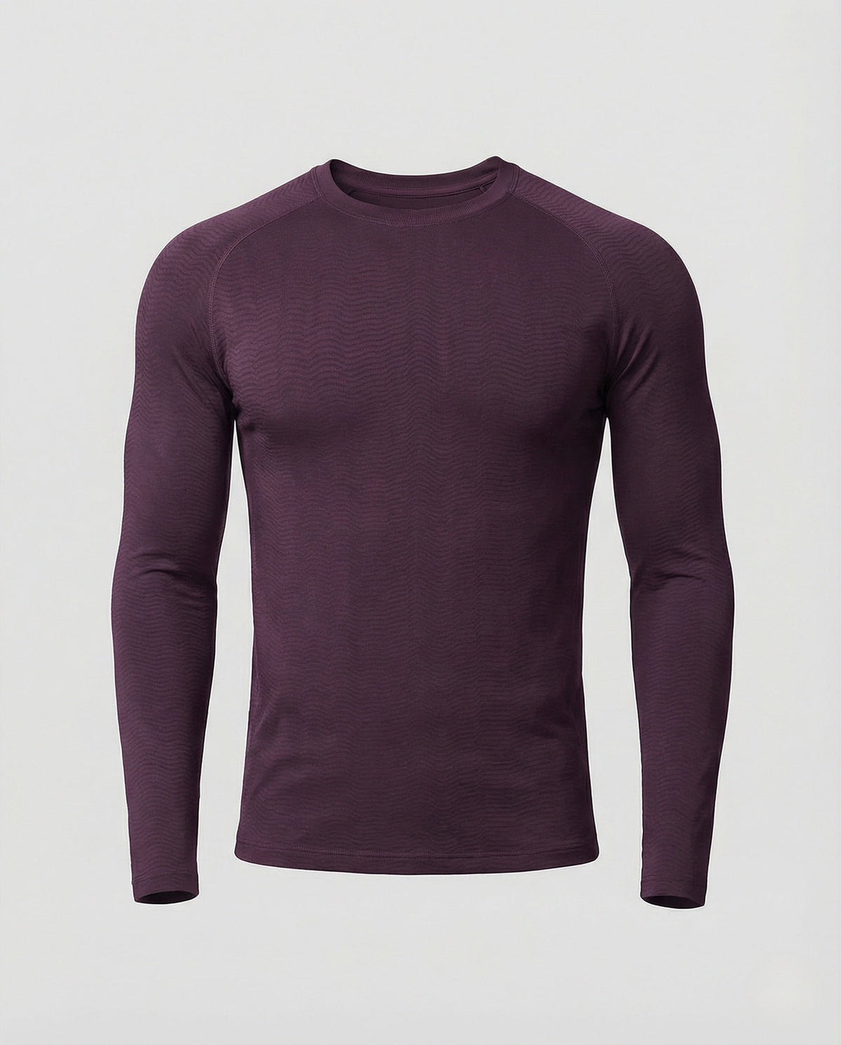 Men's Slim Fit Long Sleeve Athletic Top – Textured Crew Neck Stretch Shirt
