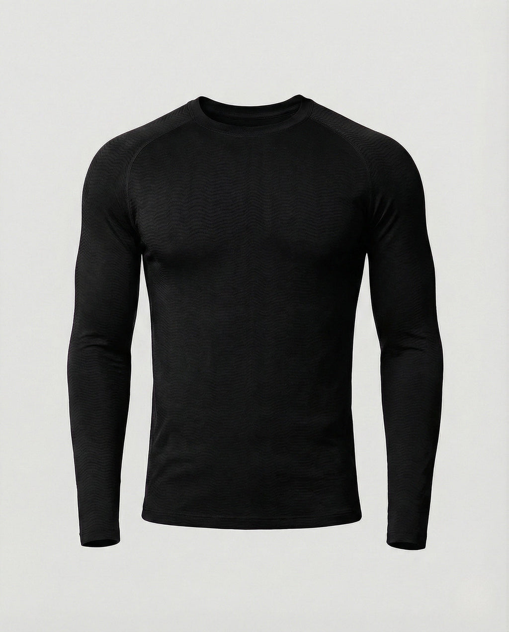 Men's Slim Fit Long Sleeve Athletic Top – Textured Crew Neck Stretch Shirt