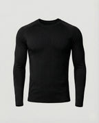 Men's Slim Fit Long Sleeve Athletic Top – Textured Crew Neck Stretch Shirt