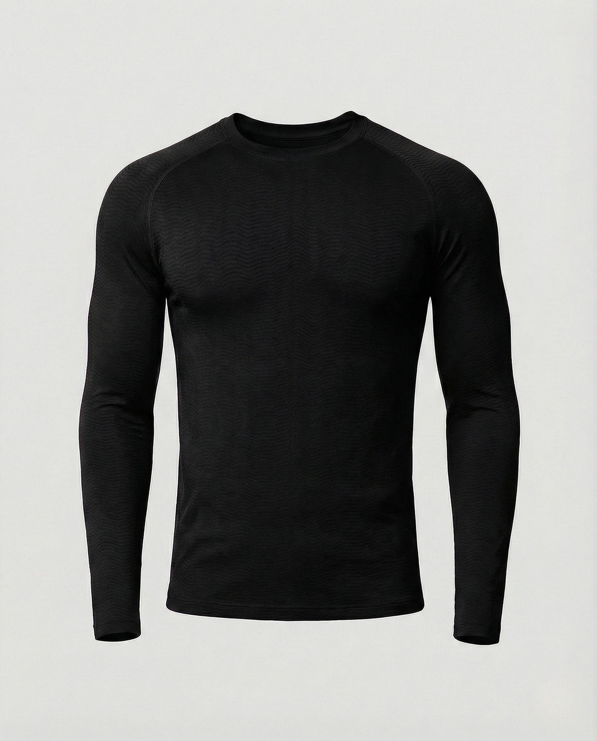 Men's Slim Fit Long Sleeve Athletic Top – Textured Crew Neck Stretch Shirt
