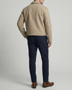 Men's Short Wool Blend Jacket – Button Front Collared Outerwear