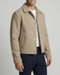 Men's Short Wool Blend Jacket – Button Front Collared Outerwear