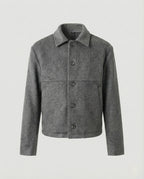 Men's Short Wool Blend Jacket – Button Front Collared Outerwear