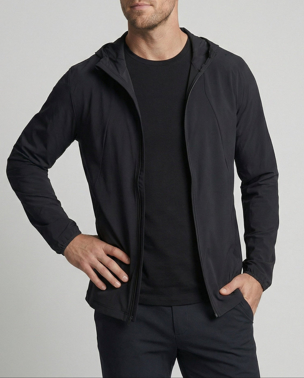 Men's Lightweight Hooded Zip-Up Jacket – Streamlined Casual Layer